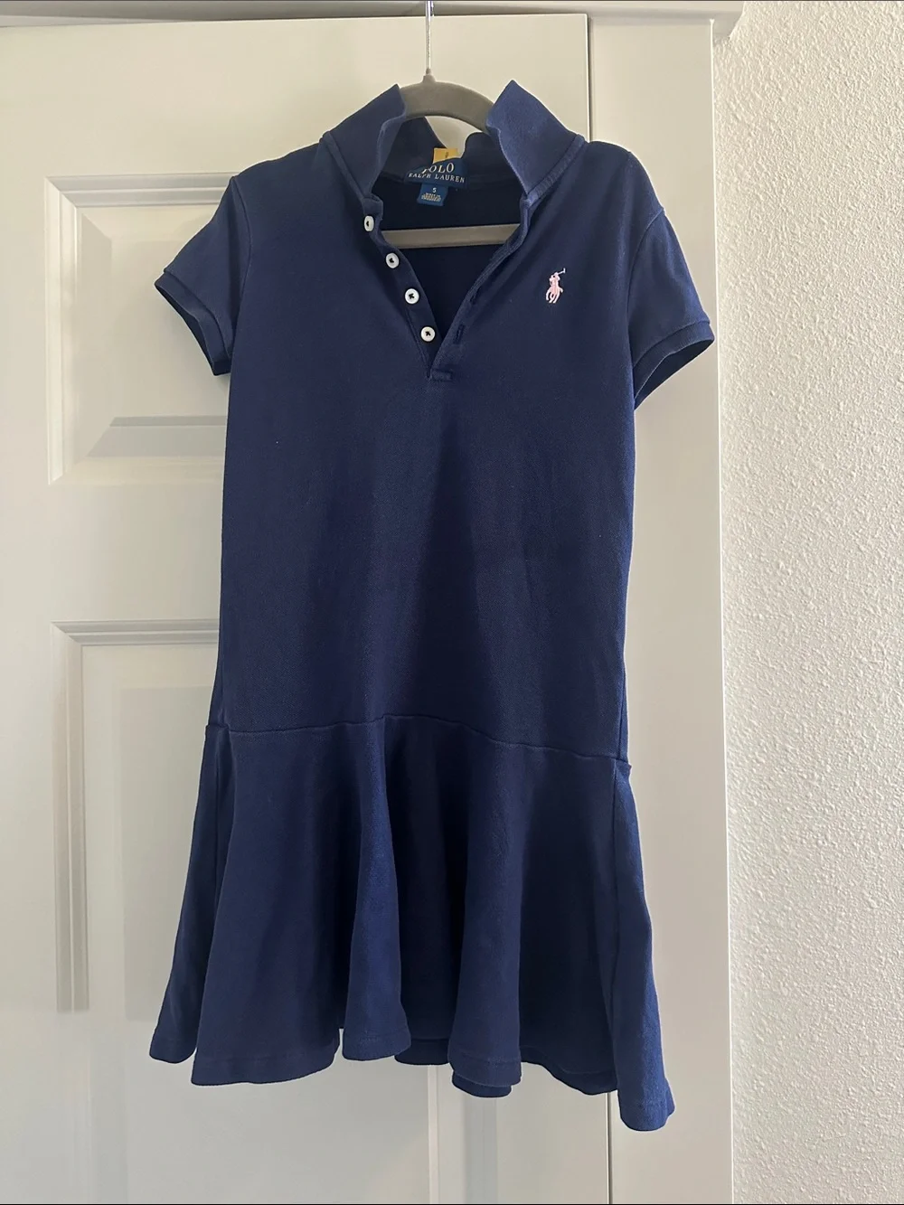 Ralph Lauren Navy Polo Dress with Pink Pony Accent